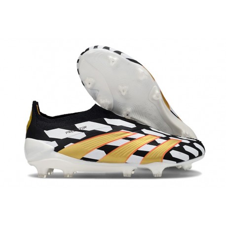 adidas Predator Elite Laceless FG Black White Gold