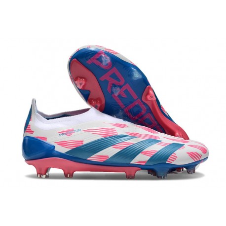 adidas Predator Elite Laceless FG Ftwr White Solar Blue Solar Pink