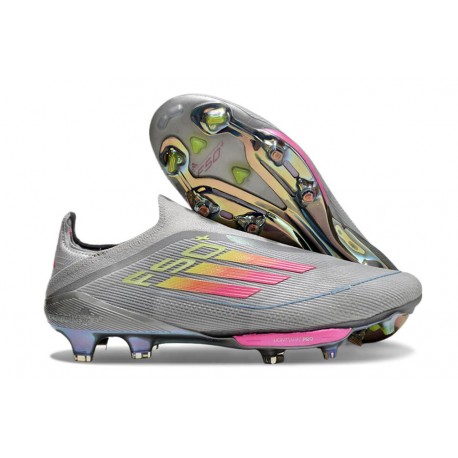 adidas F50 + FG Laceless Boots Gray Pink Yellow