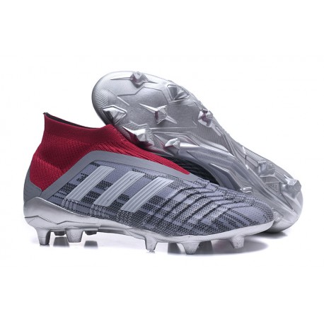 Pogba adidas Men's Predator 18+ FG Soccer Cleats - Gray Red