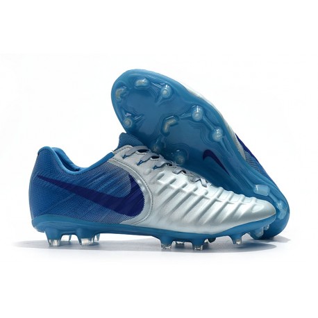 Nike Tiempo Legend VII FG K-Leather Soccer Cleats - Blue Silver