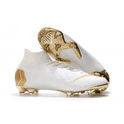 Nike 2018 Mercurial Superfly VI Elite FG Football Boots - White Gold