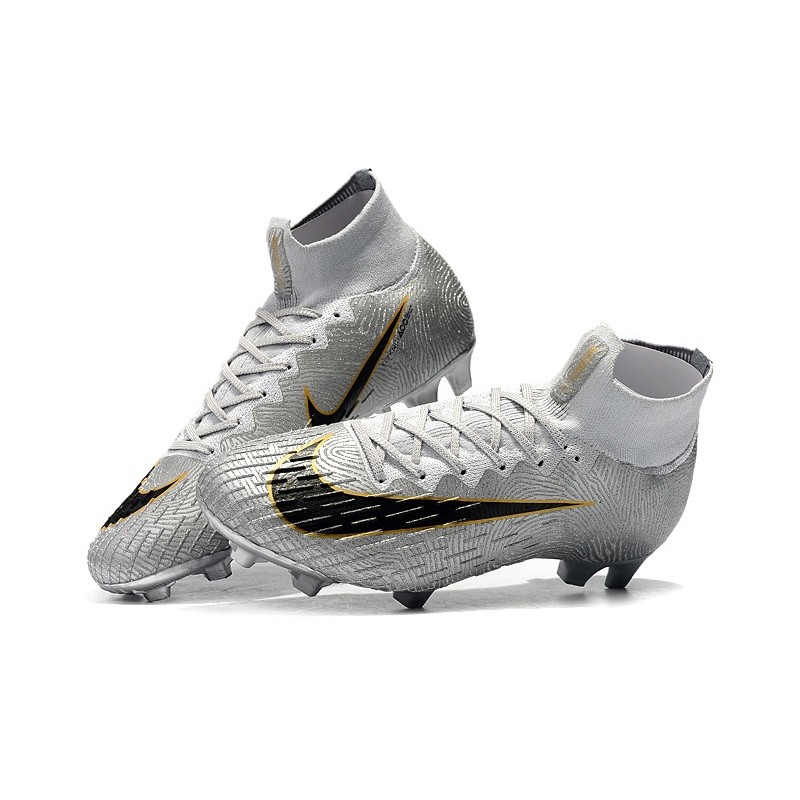 Nike Mercurial Superfly VI Elite FG Football Boots -Silver Black Gold