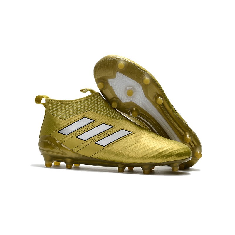 Gárgaras llenar masculino adidas ACE 17+ Purecontrol FG Soccer Cleats - Gold White